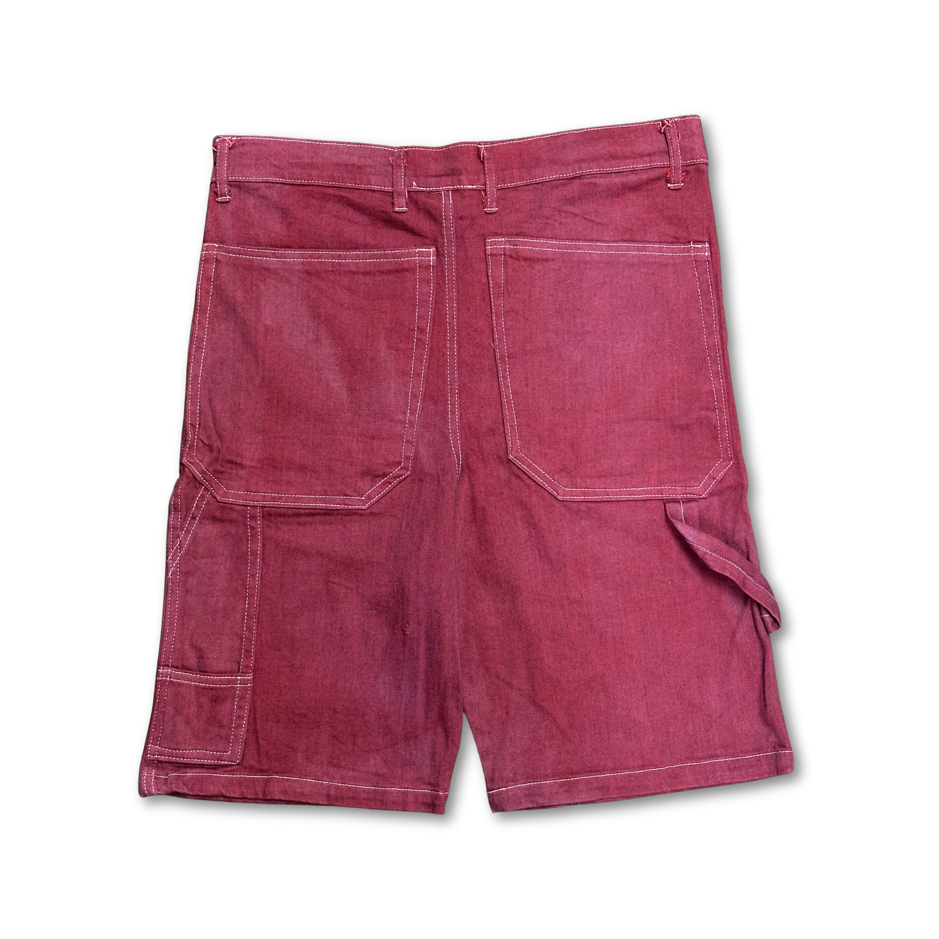 'The Carpenter' Double-Knee Denim Shorts RED GRADIENT